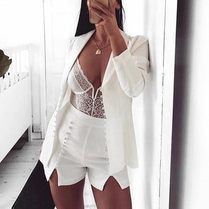 NANCY Deep V Neck Lace Bodysuit