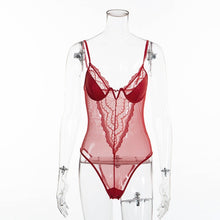 Load image into Gallery viewer, NANCY Deep V Neck Lace Bodysuit