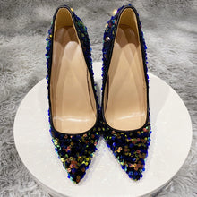 Load image into Gallery viewer, Blue Bling Sequins Chic Pumps