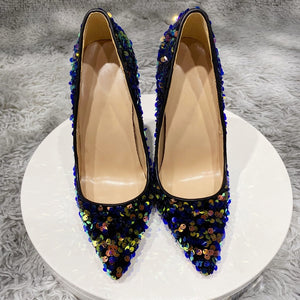 Blue Bling Sequins Chic Pumps