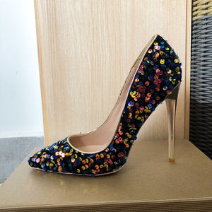 Blue Bling Sequins Chic Pumps