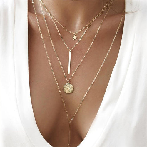 4 Pcs/ Set Golden Necklace