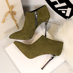 Metal Heel  Ankle Boots