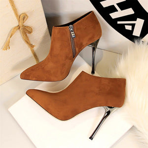 Metal Heel  Ankle Boots