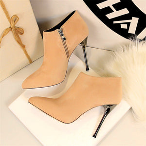 Metal Heel  Ankle Boots